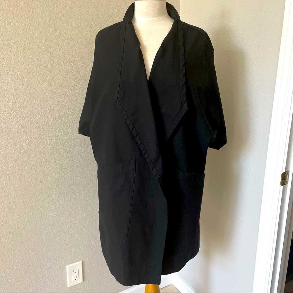 Elizabeth Susann Coat Jacket Sz OSM Heavy Cotton Kimono Black Sewn by Kari USA